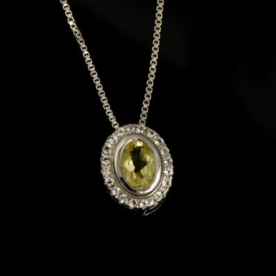 Lemon Quartz Oval Chain Necklace