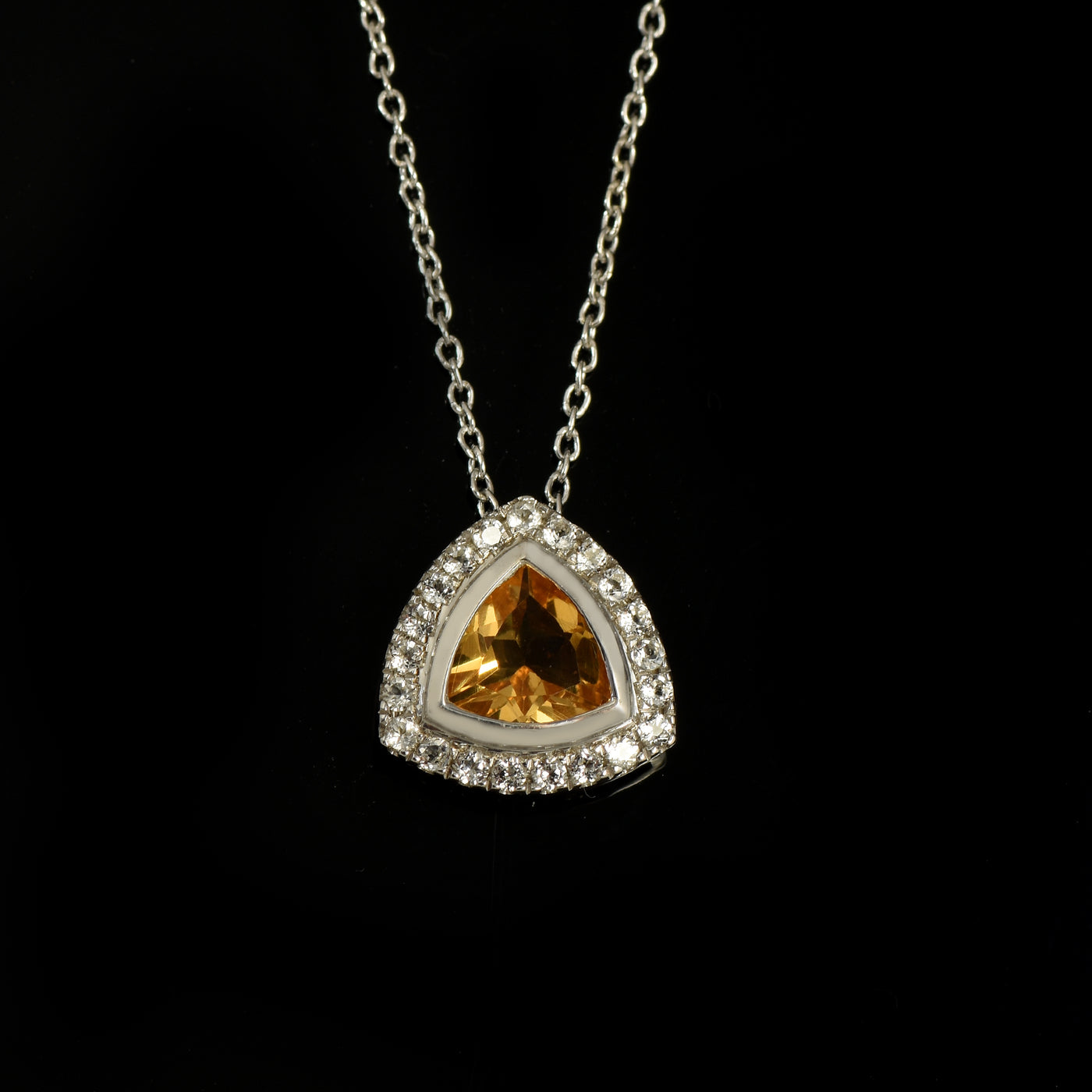 Citrine Halo Trillion Chain Necklace