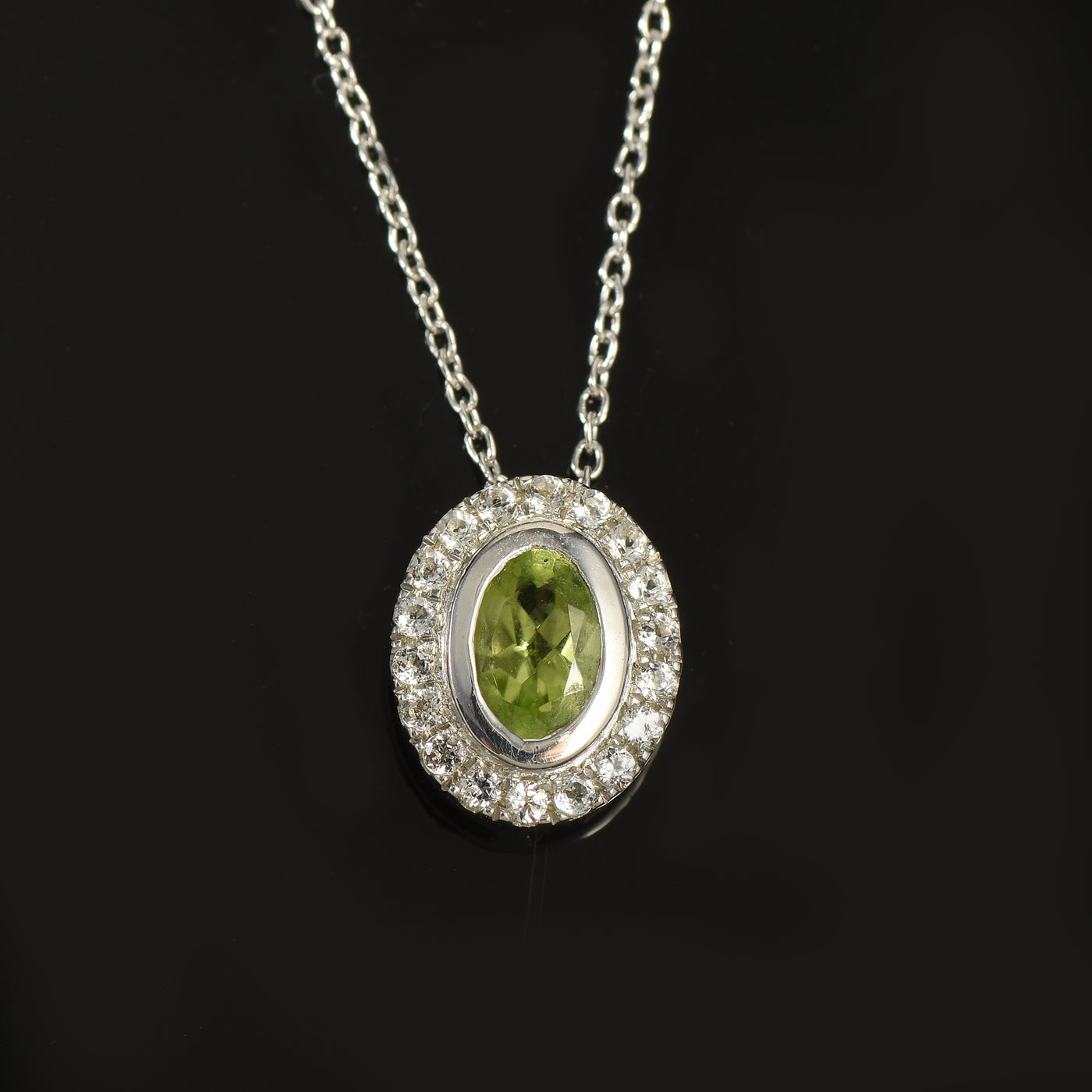 Peridot Halo Chain Necklace