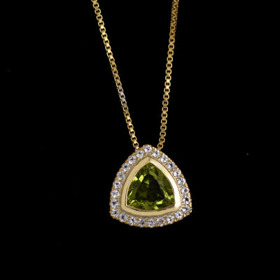 Peridot Halo Chain Necklace