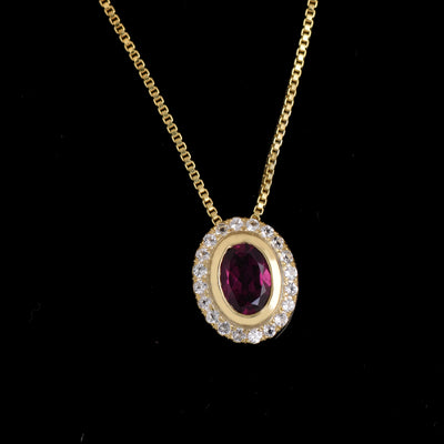 Rhodolite Halo Chain Necklace