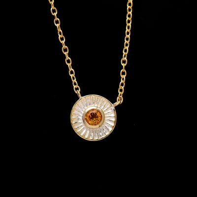 Citrine Chakra Wheel Silver Necklace