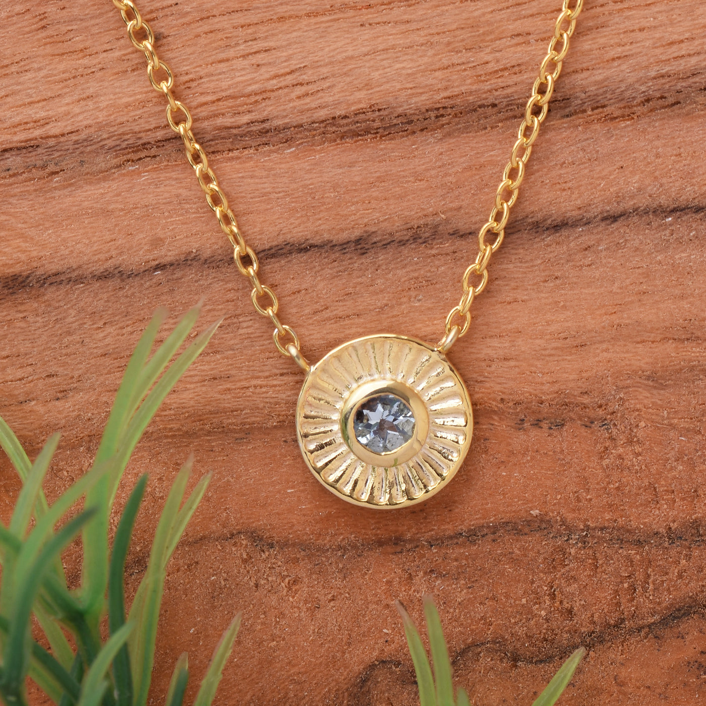 Chakra Wheel Aquamarine Chain Necklace