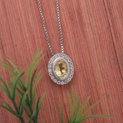 Lemon Quartz Oval Chain Necklace