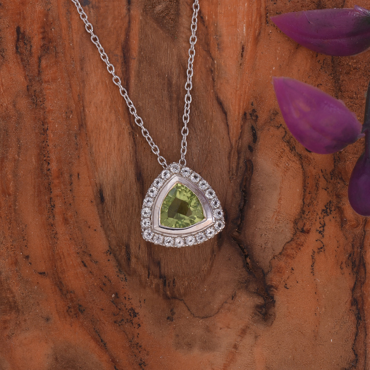 Peridot Trillion Chain Necklace