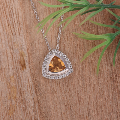 Citrine Halo Trillion Chain Necklace