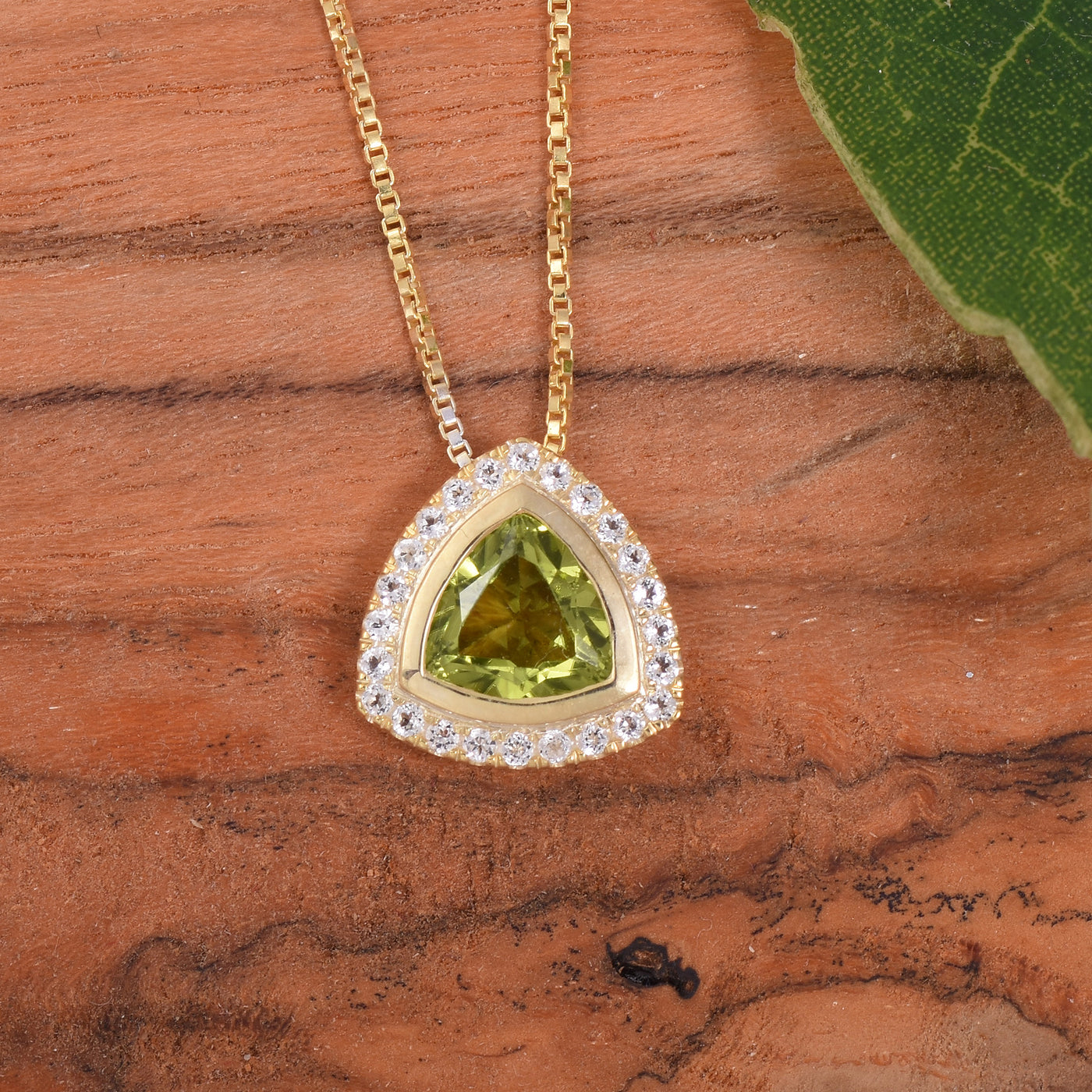 Peridot Halo Chain Necklace