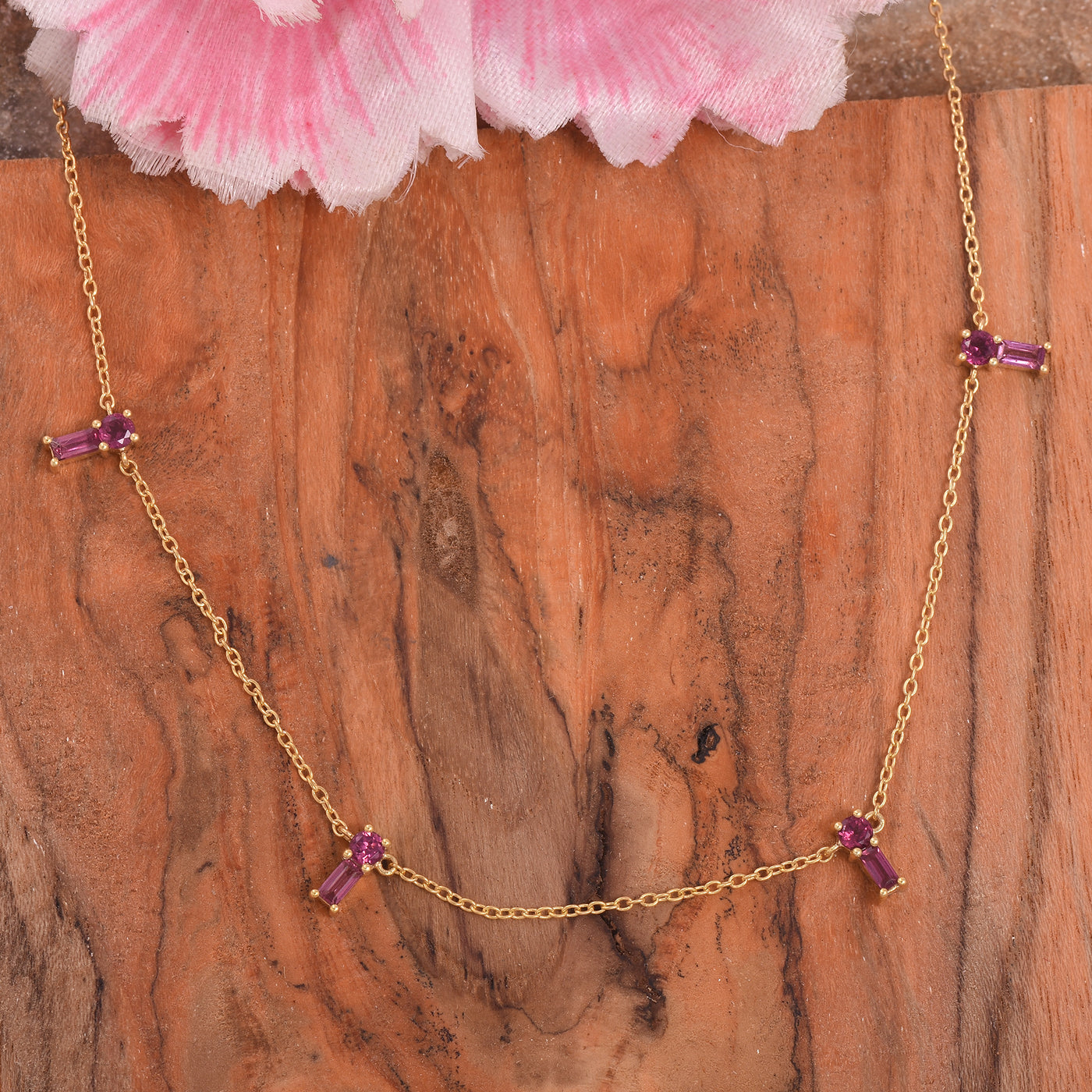 Rhodolite Droplets Necklace