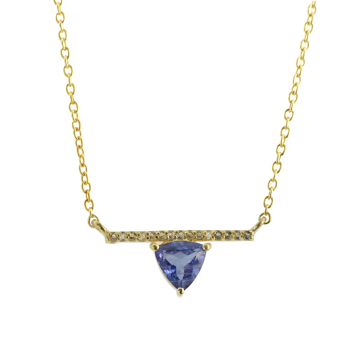 Trillion Blue Tanzanite Chain Necklace