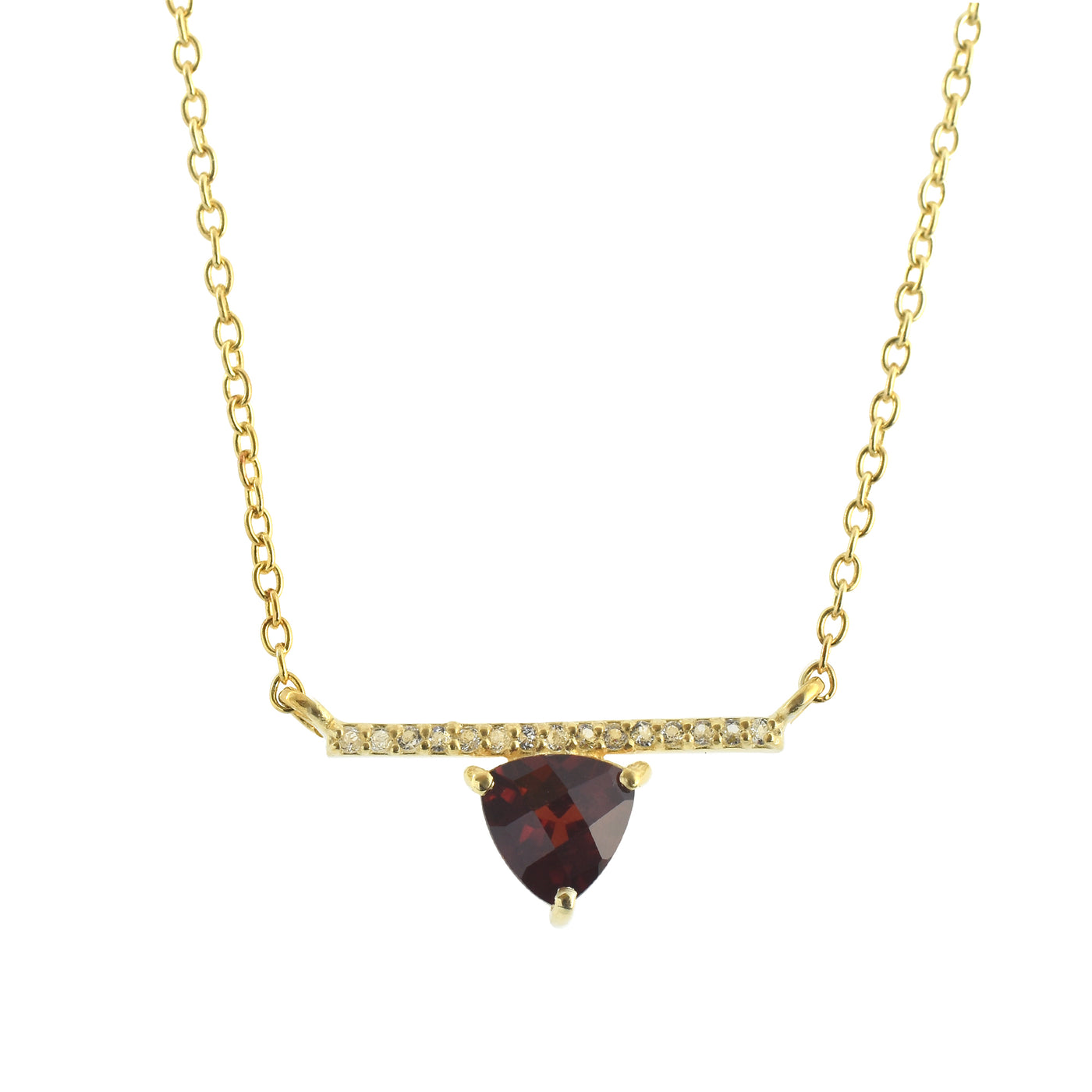 Natural Garnet Bar Chain Necklace