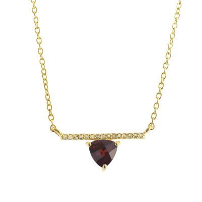 Natural Garnet Bar Chain Necklace