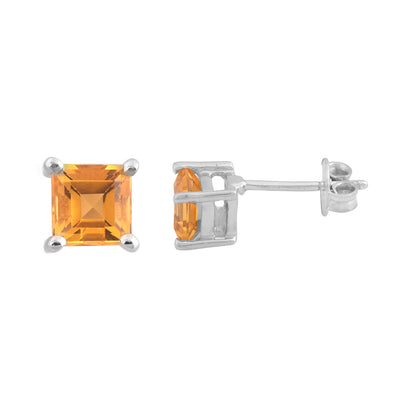 Silver Citrine Stud Earrings