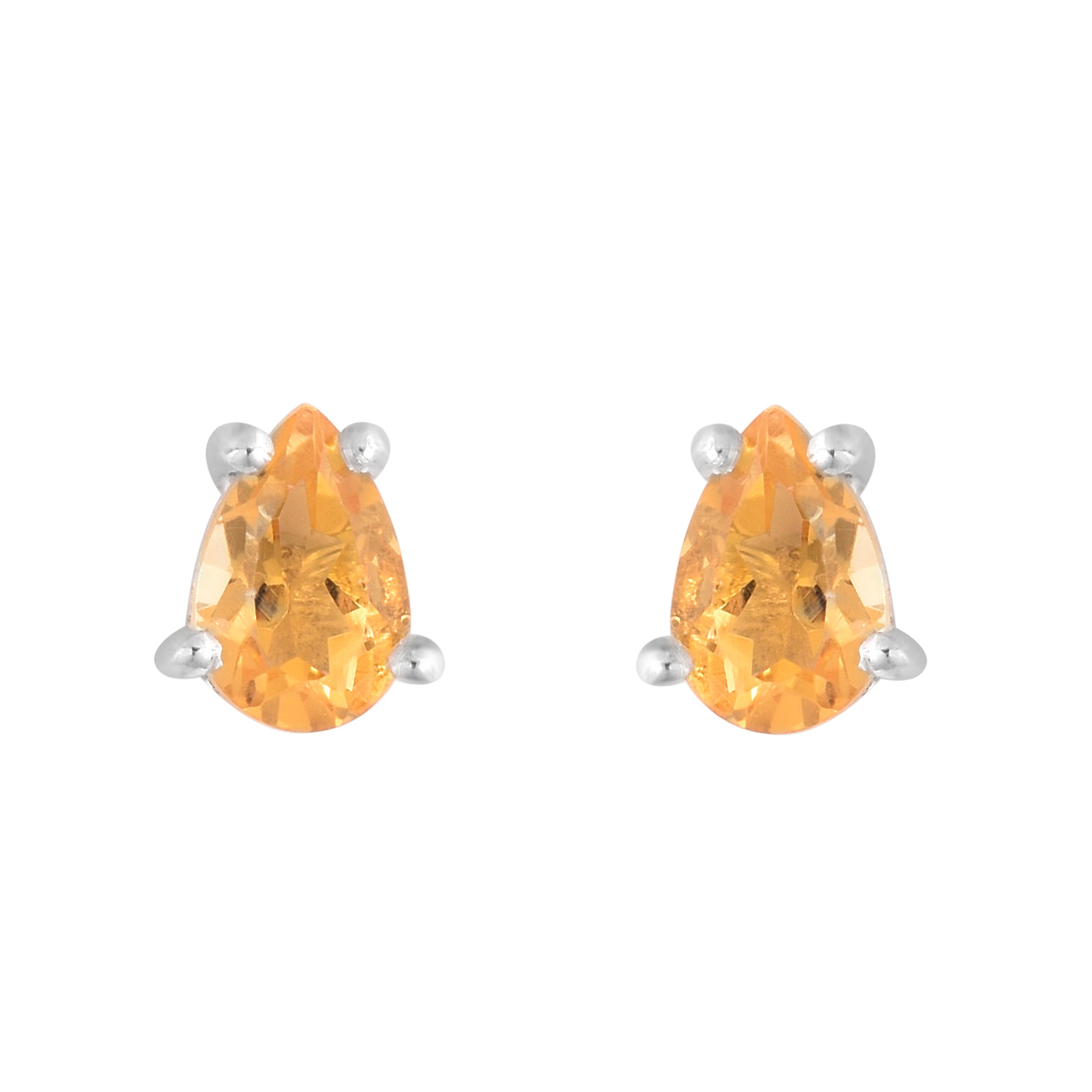 Pear shape Citrine Stud Earrings,