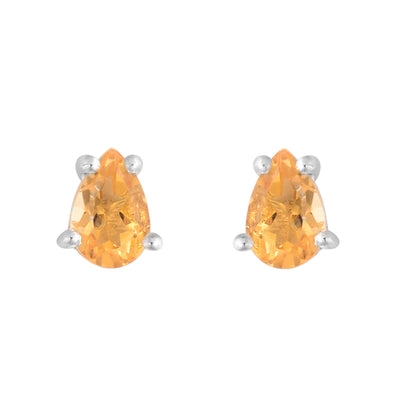 Pear shape Citrine Stud Earrings,