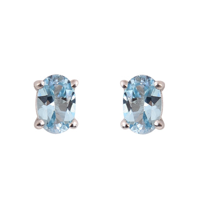 Blue Topaz Oval Stud Earrings