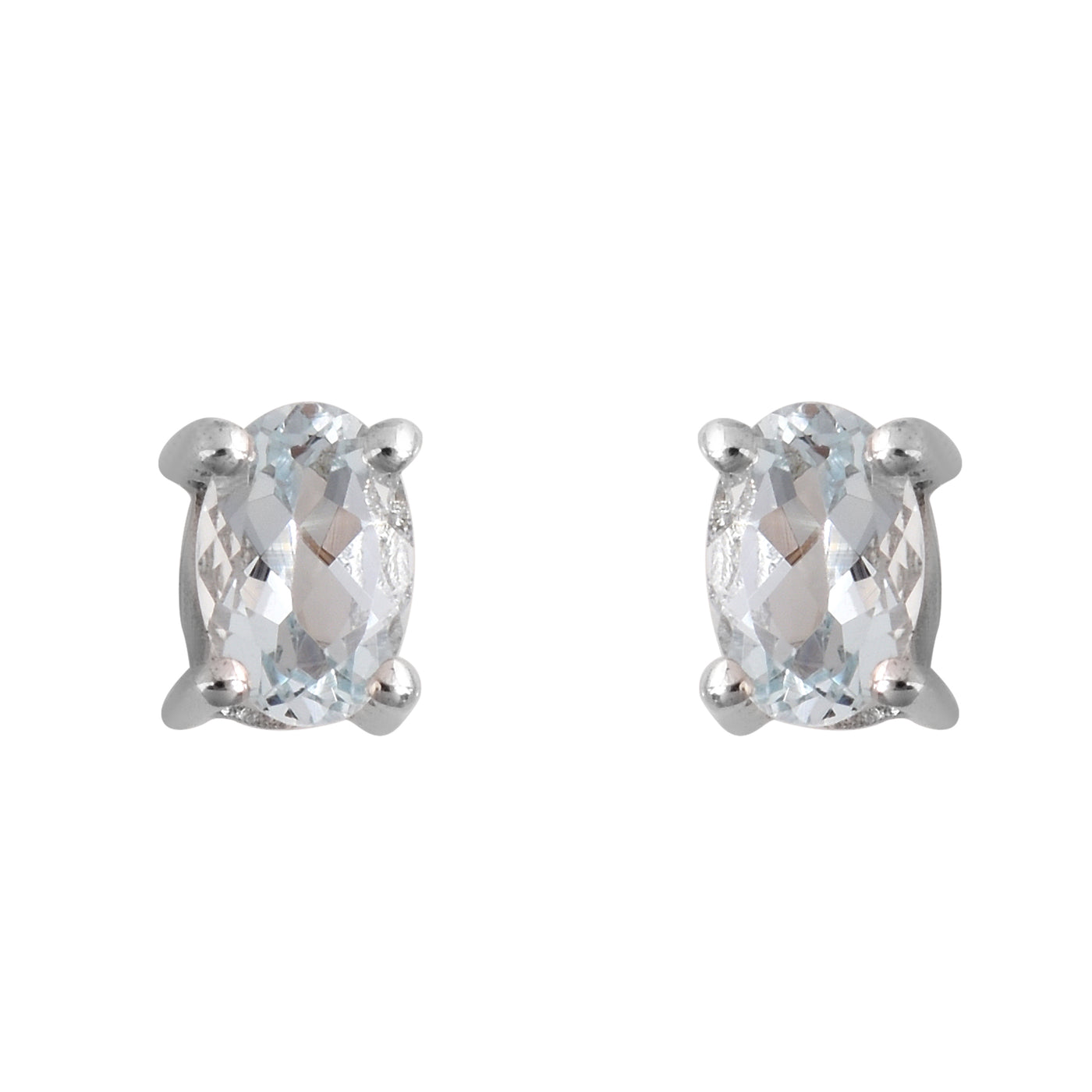 Aquamarine Oval Studs Earrings