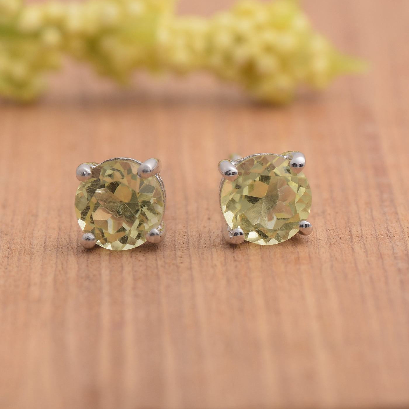 Green Amethyst Stud Earrings