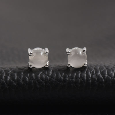 Cabochon Moonstone Stud Earrings