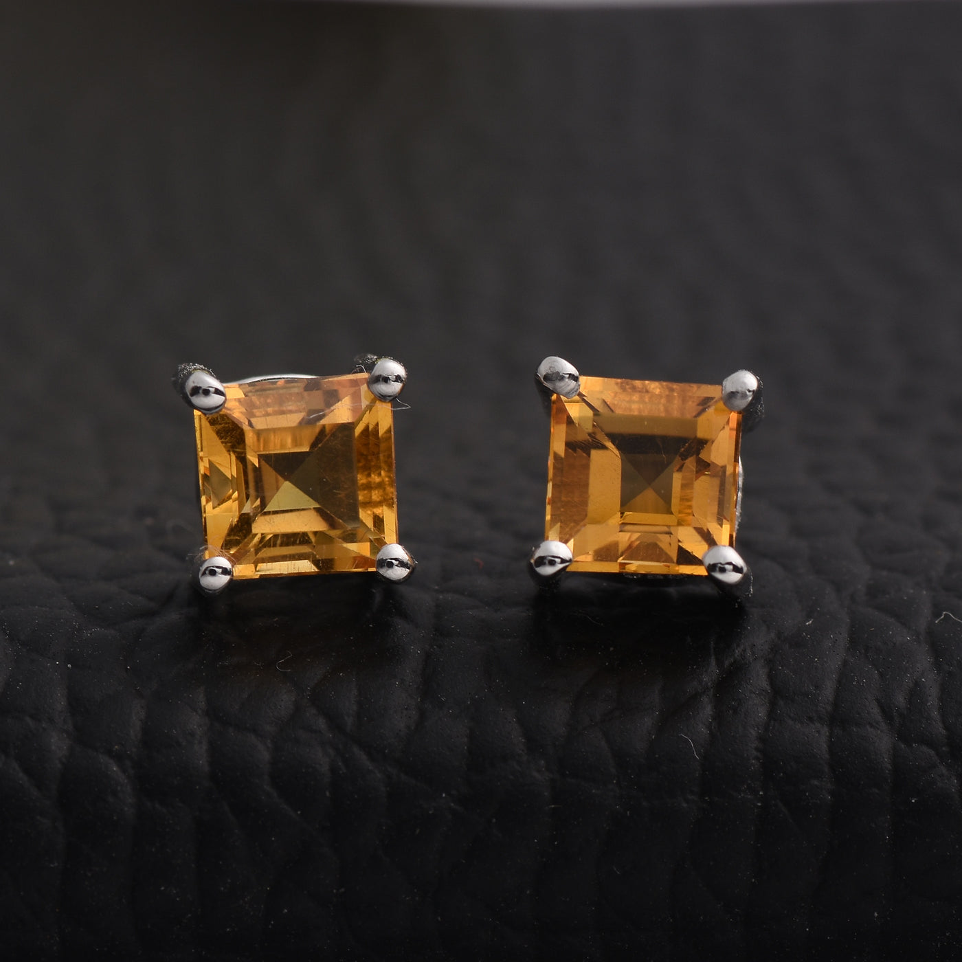 Silver Citrine Stud Earrings