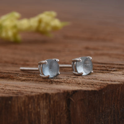 cabochon Aquamarine Studs Earrings