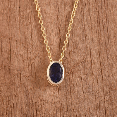 Oval Iolite Solitaire Necklace