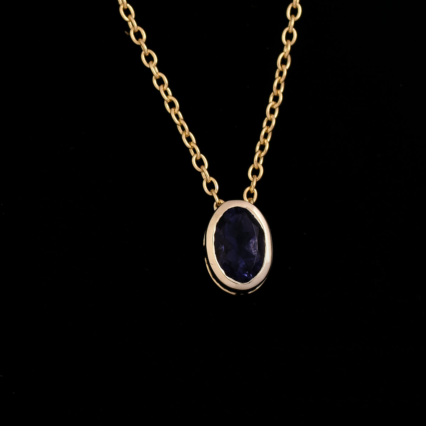 Oval Iolite Solitaire Necklace