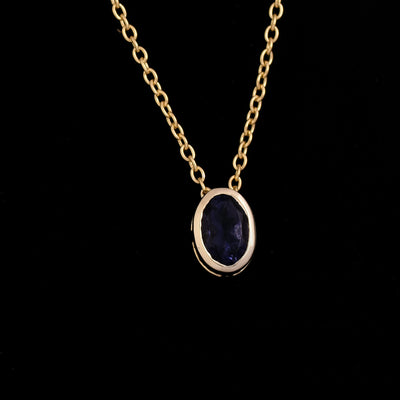 Oval Iolite Solitaire Necklace