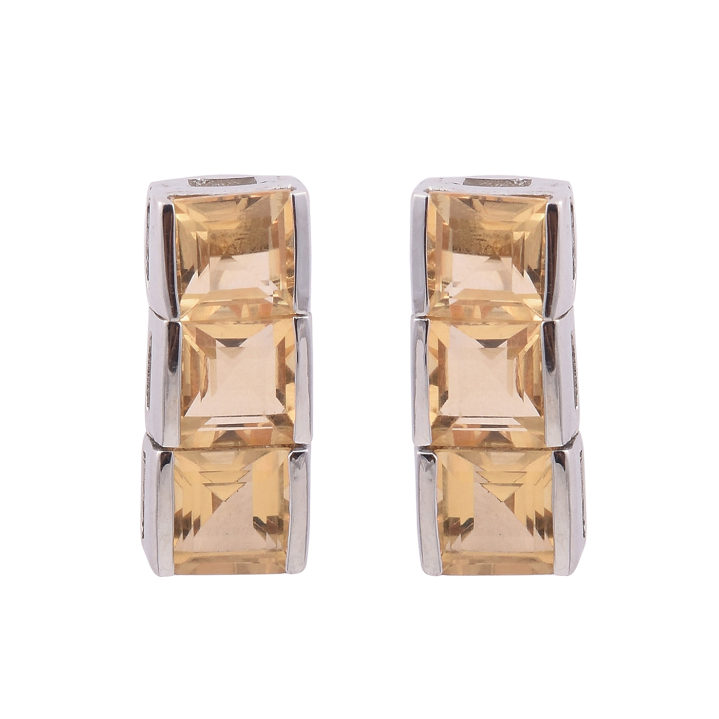 Citrine Trio Bar Stud Earrings