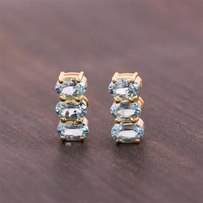 Blue Topaz Bar Stud Earrings