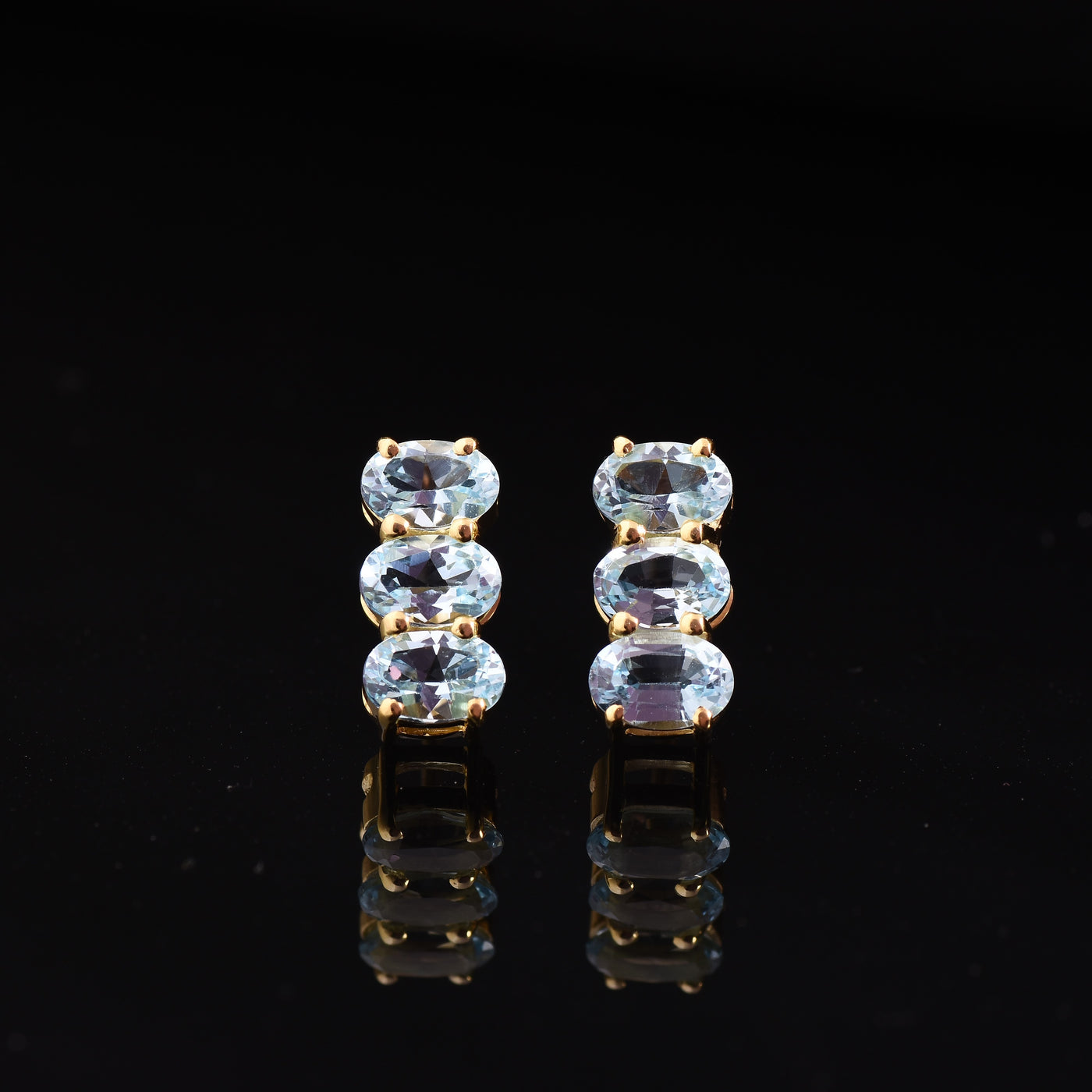 Blue Topaz Bar Stud Earrings