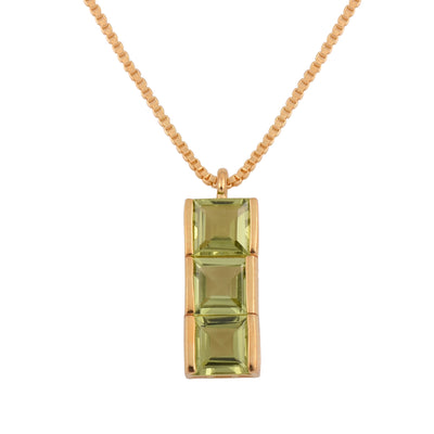 Peridot Square Trio Necklace