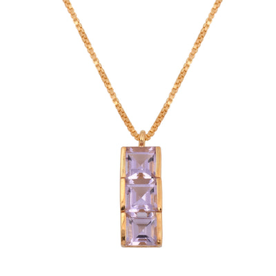 Amethyst Square Trio Bar Necklace