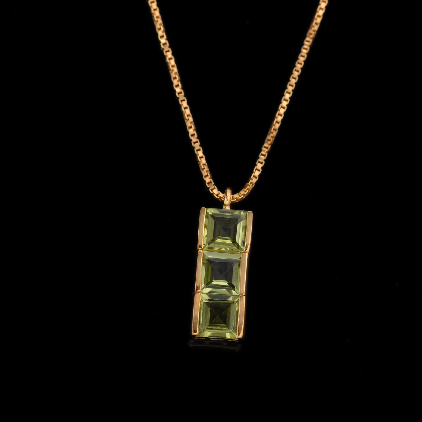 Peridot Square Trio Necklace