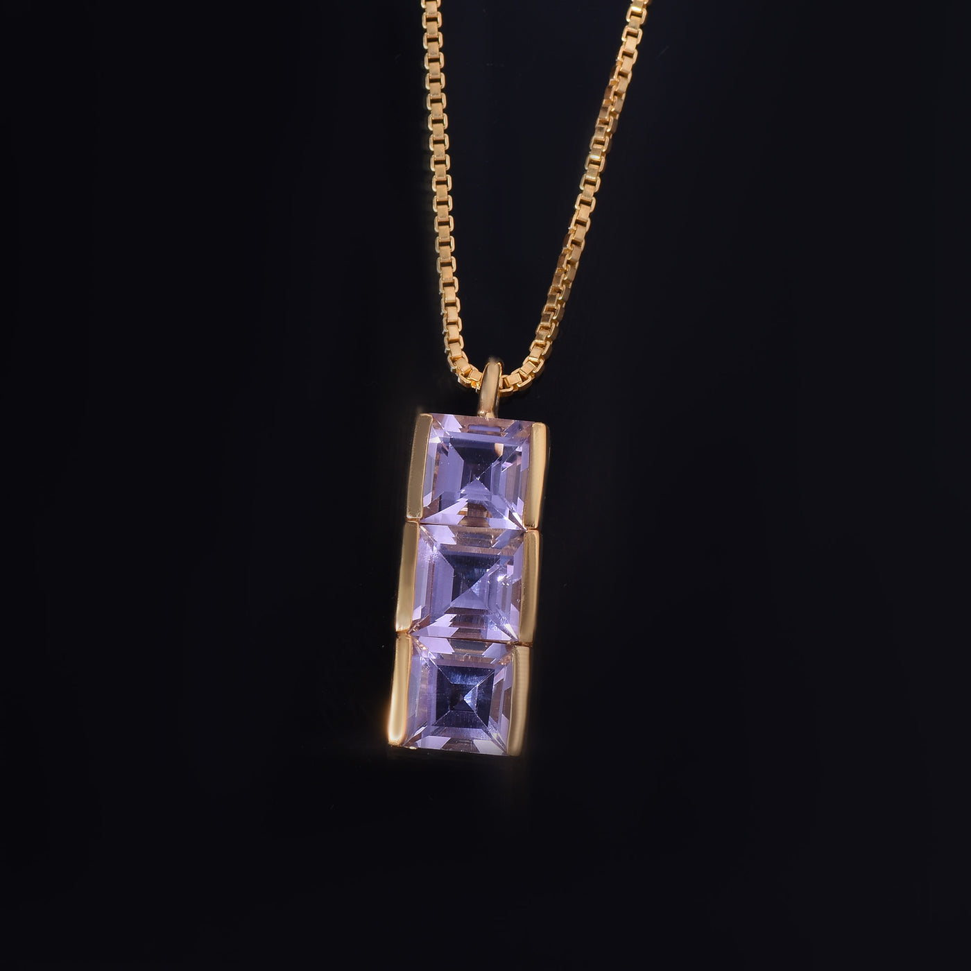 Amethyst Square Trio Bar Necklace