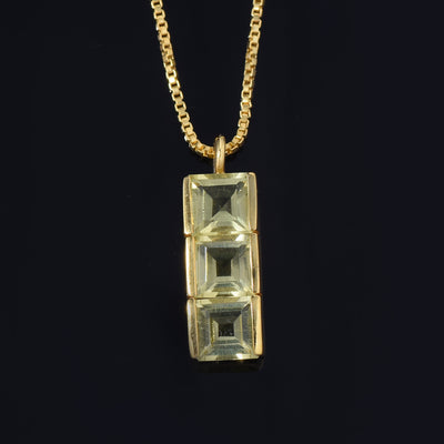 Peridot Square Trio Necklace