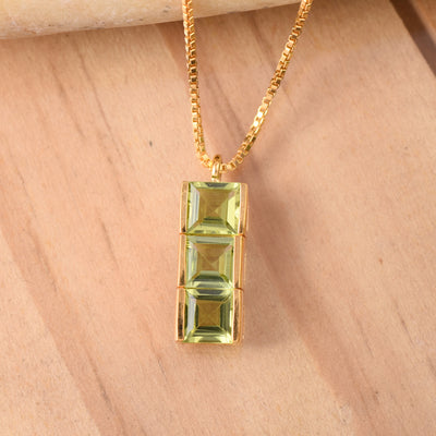 Peridot Square Trio Necklace