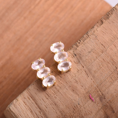 Rose Quartz Bar Earrings