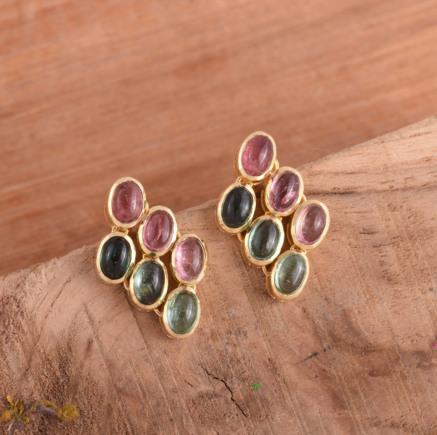 Cabochon Multi Tourmaline Earrings