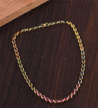 Cabochon Multi Tourmaline Tennis Necklace