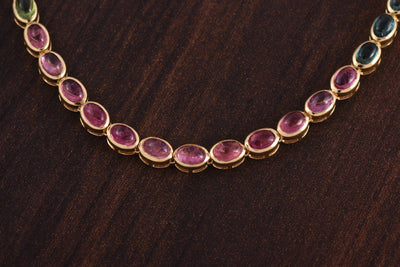 Cabochon Multi Tourmaline Tennis Necklace