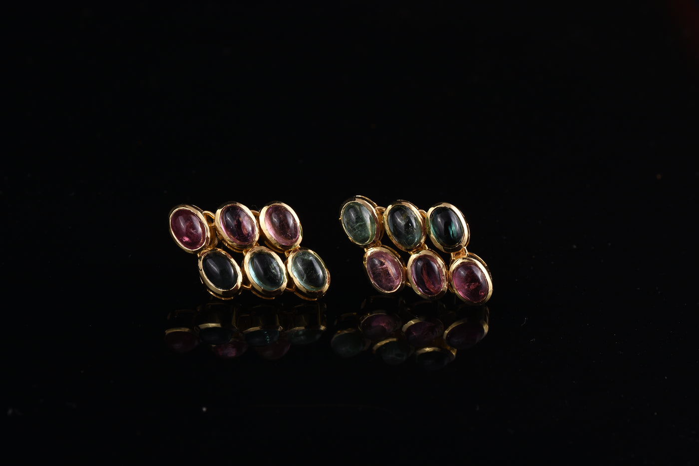 Cabochon Multi Tourmaline Earrings