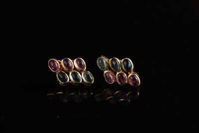 Cabochon Multi Tourmaline Earrings