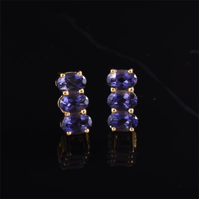 Oval Iolite Bar Studs