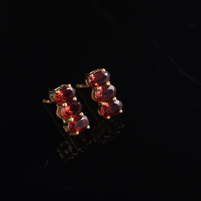 Garnet Bar Stud Earrings