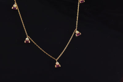 Opal and Rhodolite Droplets Necklace