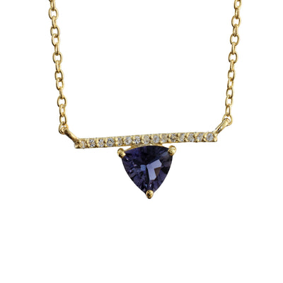 Iolite & White Topaz Bar Necklace