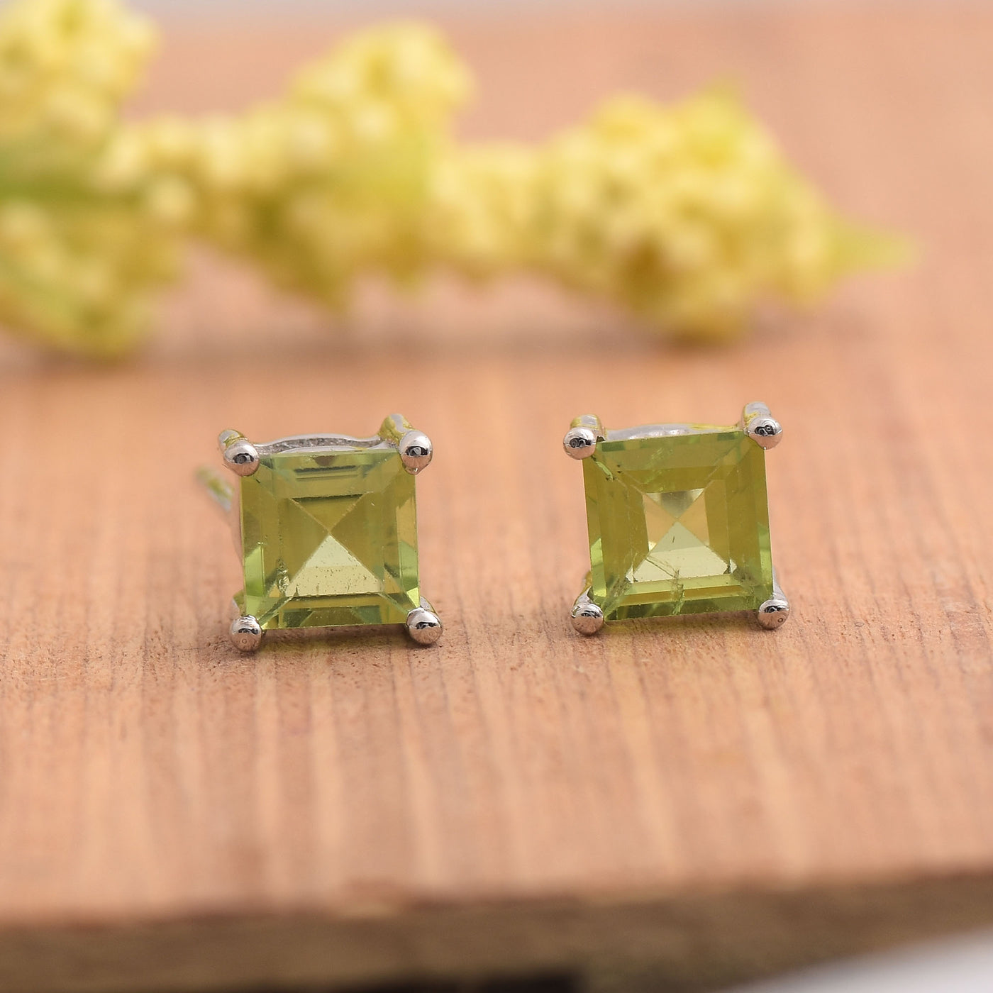 Princess Peridot Stud Earrings