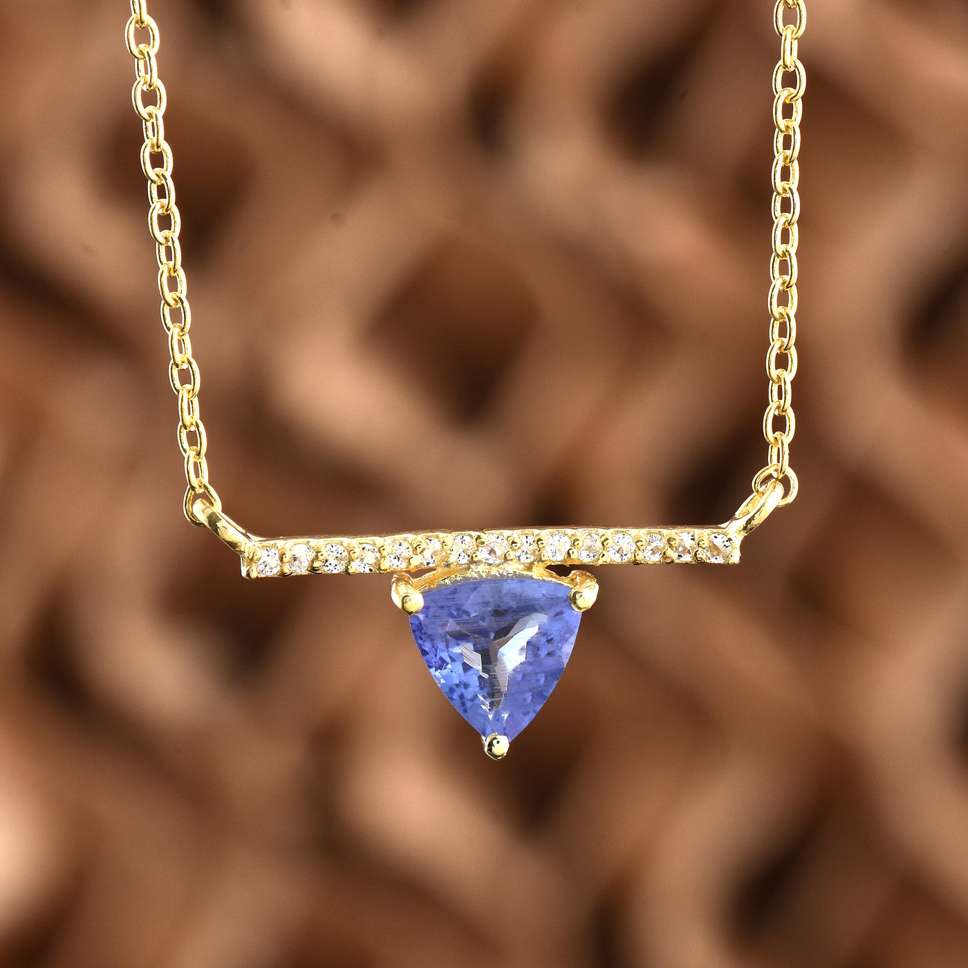 Trillion Blue Tanzanite Chain Necklace