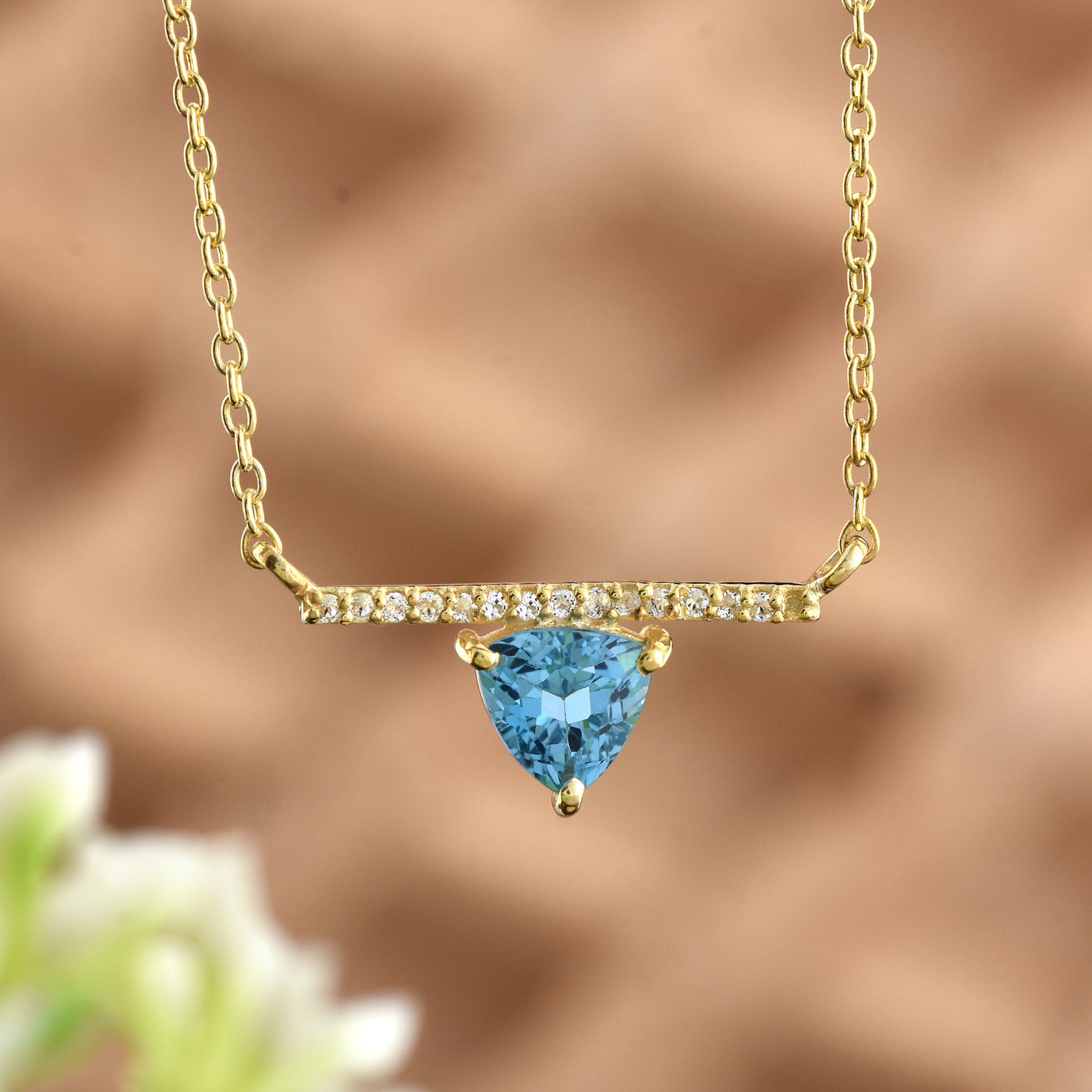 Trillion Blue Topaz Gemstone Necklace