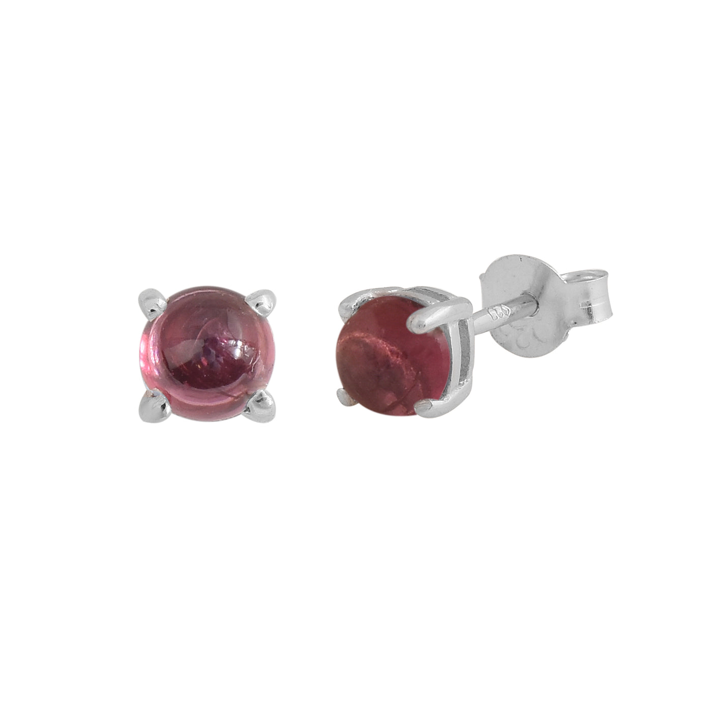 Cabochon Garnet Stud Earrings